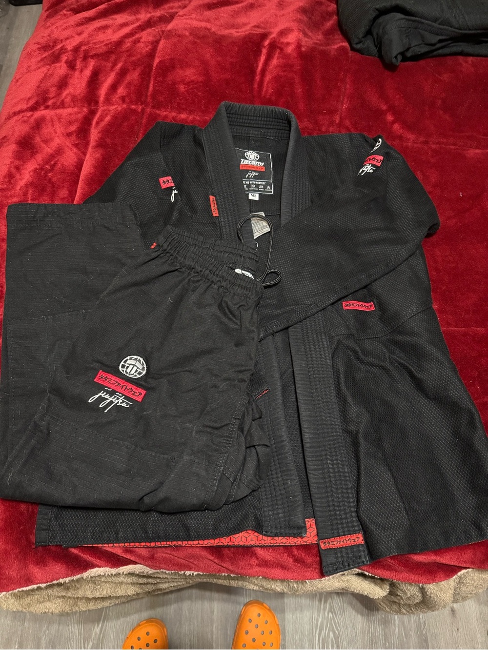 Kids Black Jiu-Jitsu Gi with Red Accents
